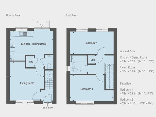 Floor plan, 2 bedroom house  - artist's impression subject to change